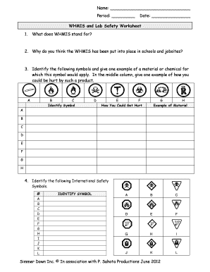 Whmis Symbols Worksheet PDF  Form