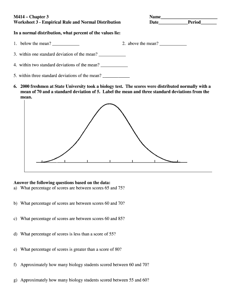 Empirical Rule and Normal Distribution Worksheet  Form