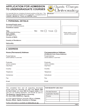 Undergraduate Application Form Uganda Martyrs University Umu Ac