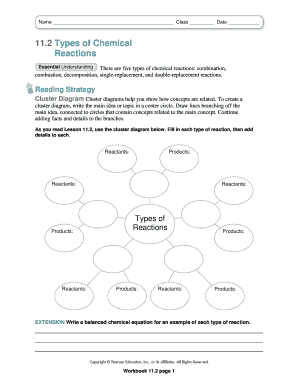 11 2 Types of Chemical Reactions Worksheet Answers  Form