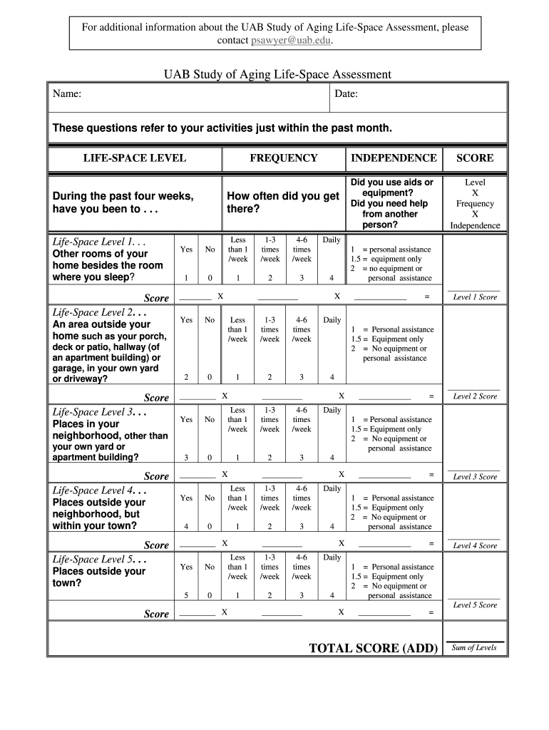 Life Space Assessment  Form