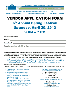 Festival Vendor Application Form