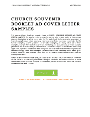Church Souvenir Booklet Ad Samples  Form