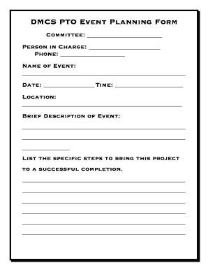 Event Planning Forms