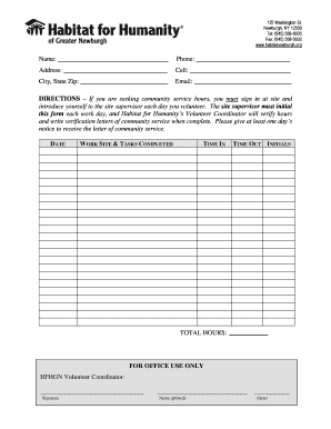 Community Service Tracking Form Habitat Newburgh Habitatnewburgh