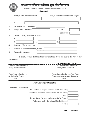 Kkhsou Migration Certificate  Form