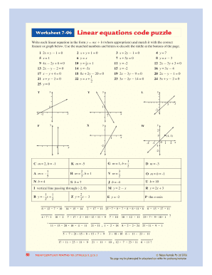 Linear Equations Puzzle Worksheet PDF  Form
