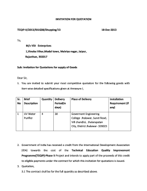 Ro Water Purifier Quotation Format