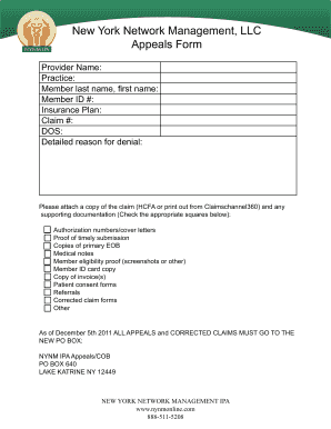 Nynm Appeal Form