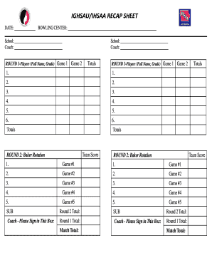 IGHSAUIHSAA RECAP SHEET  Form