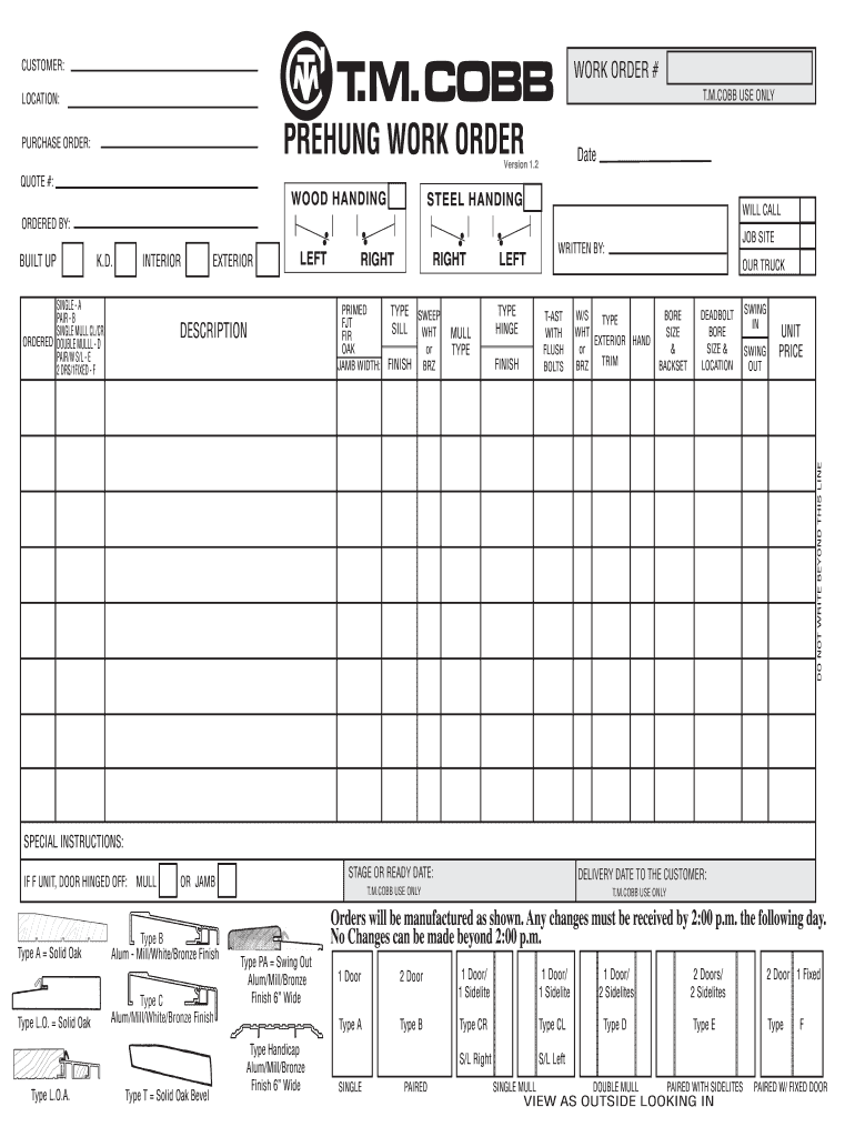 TMCobb Prehung Work Order Version 11  Form