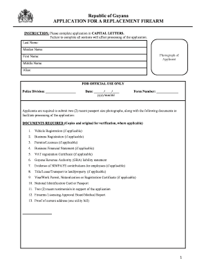 Guyana Police Force Application Form