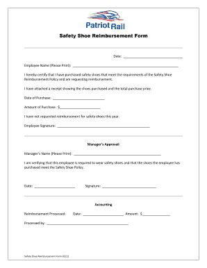 Safety Shoe Reimbursement Form