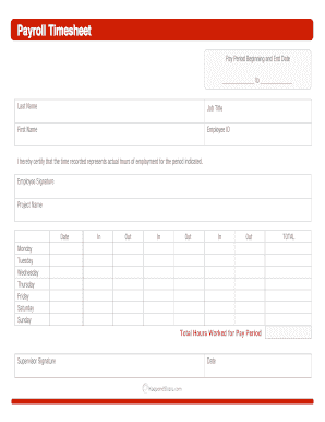 Payroll Timesheet Template 7 Samples , Examples , Format