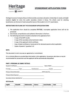 Education Sponsorship Application Form