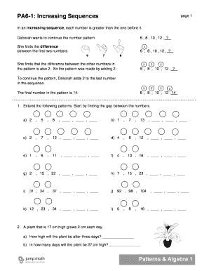 PA6 1 Increasing Sequences JUMP Math Home  Form