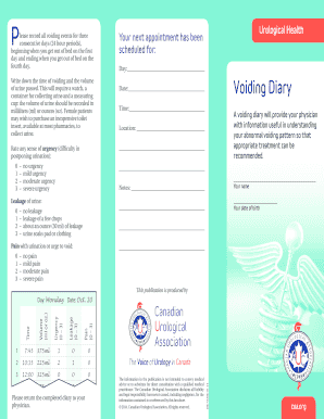 Voiding Diary Canadian Urological Association Cua  Form