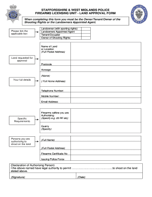 Land Approval Form Jan BStaffordshireb BPoliceb Staffordshire Police