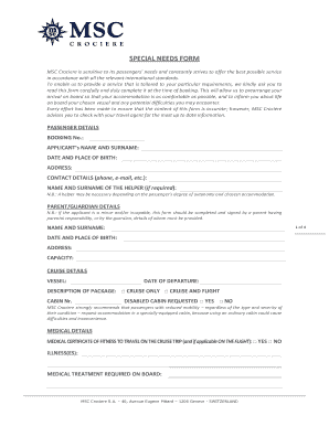 Msc Special Needs Form