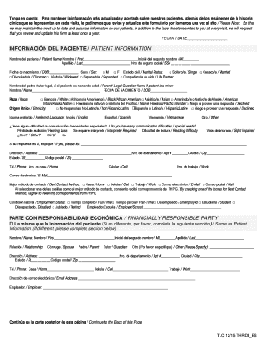Printable Spanish Patient Registration Form