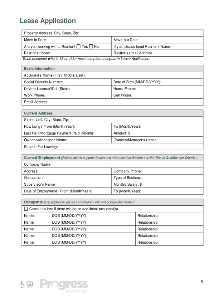 Progress Residential Qualifications  Form