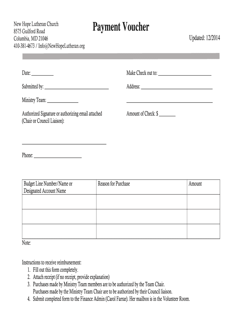 Church Payment Voucher  Form