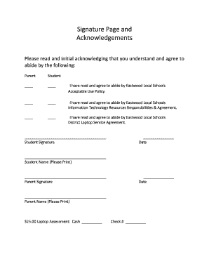 Contract Signature Page  Form