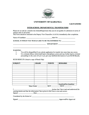 Inter Department Transfer Form