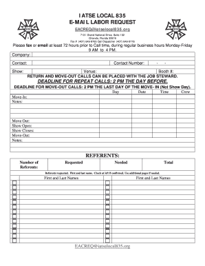  Labor Order Form Inform or Request Labor from IATSE Local 835 Iatse835 2013-2024