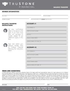 Balance Transfer Form TruStone Financial Trustonefinancial