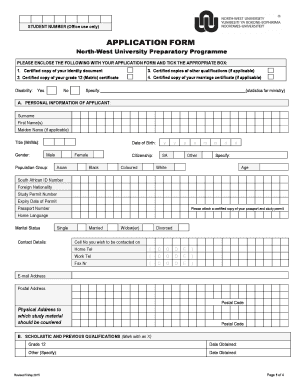 Nwu Application Form