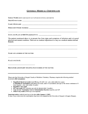 Hospital Medical Certificate Format PDF
