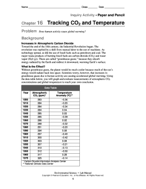 Chapter 16 Tracking Co2 and Temperature Worksheet Answers  Form