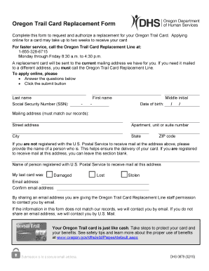 Oregon Ebt Replacement Card Online  Form