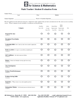 Student Evaluation Form