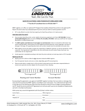 Bnsf Logistics Quick Pay  Form