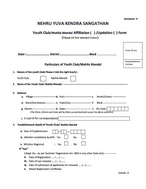 Youth Club Registration Form PDF
