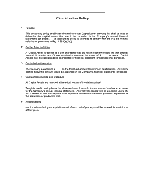 Capitalization Policy Example  Form