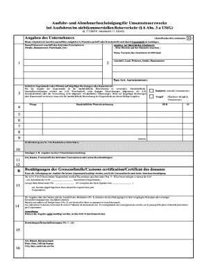 Abnehmerbescheinigung F R Umsatzsteuerzwecke  Form