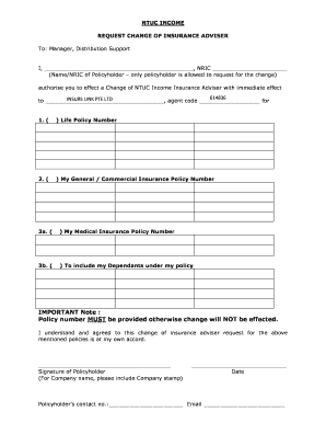 Ntuc Change of Agent Form