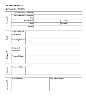 Clinical Handover Form Example 1 NCHN Nchn Org