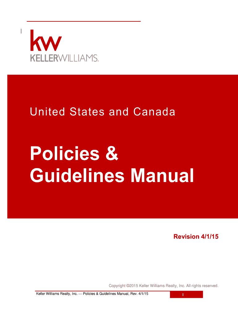 Keller Williams Policies and Guidelines Manual  Form