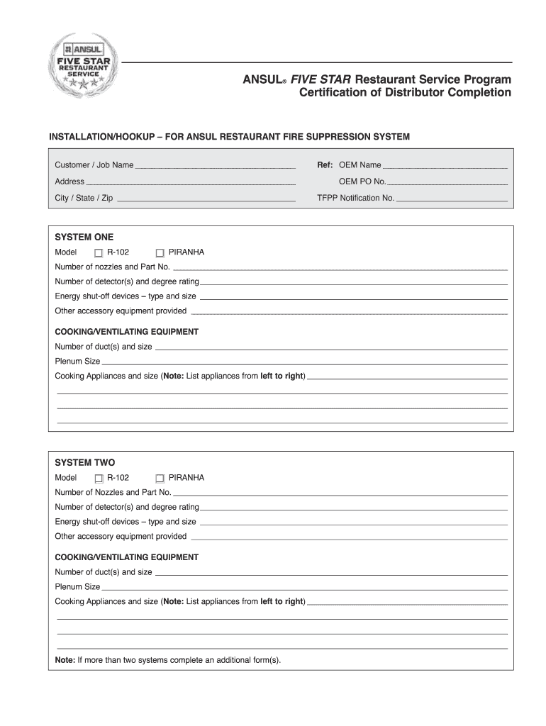 Ansul Distributor Certification Program  Form