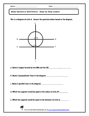 Basic Geometry Terms Worksheet PDF  Form