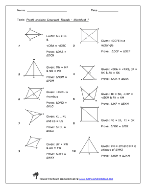 Triangle Proofs Worksheet  Form