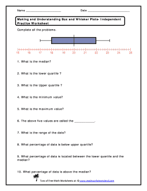 Making and Understanding Box and Whisker Plots Independent Practice Worksheet Answers  Form