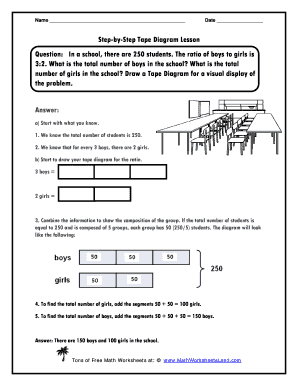 Tape Diagram Ratios Worksheet PDF  Form