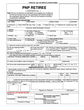Pnp Retiree ID Application Form