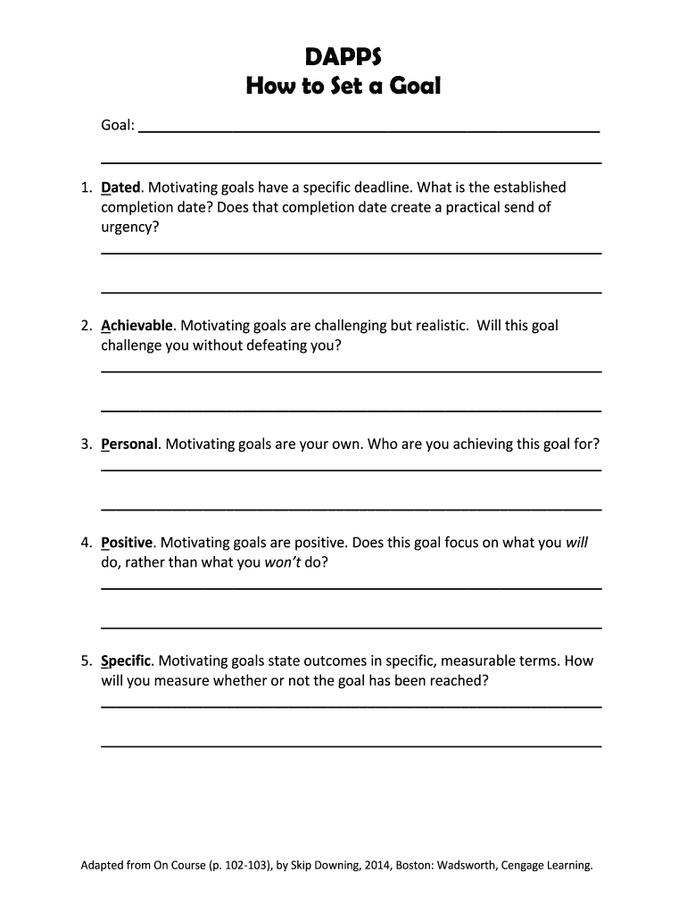 DAPPS Goal Setting GLG 112 PDF  Form