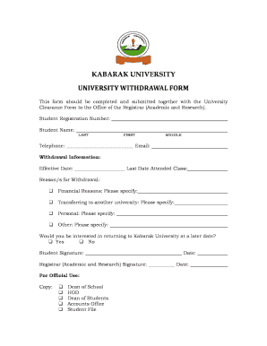 Kabarak University Admission Letters  Form